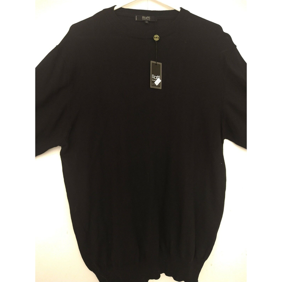 Raffi Linea Uomo Mens Short Sleeve Black Sweater Modal Made In Italy NWT SZ M - Picture 4 of 9
